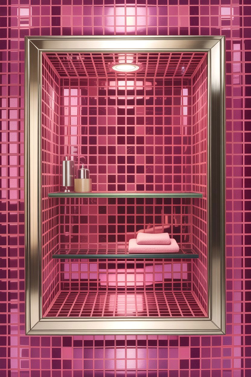 Pink Mosaic Tile - 30 hot pink bathroom ideas