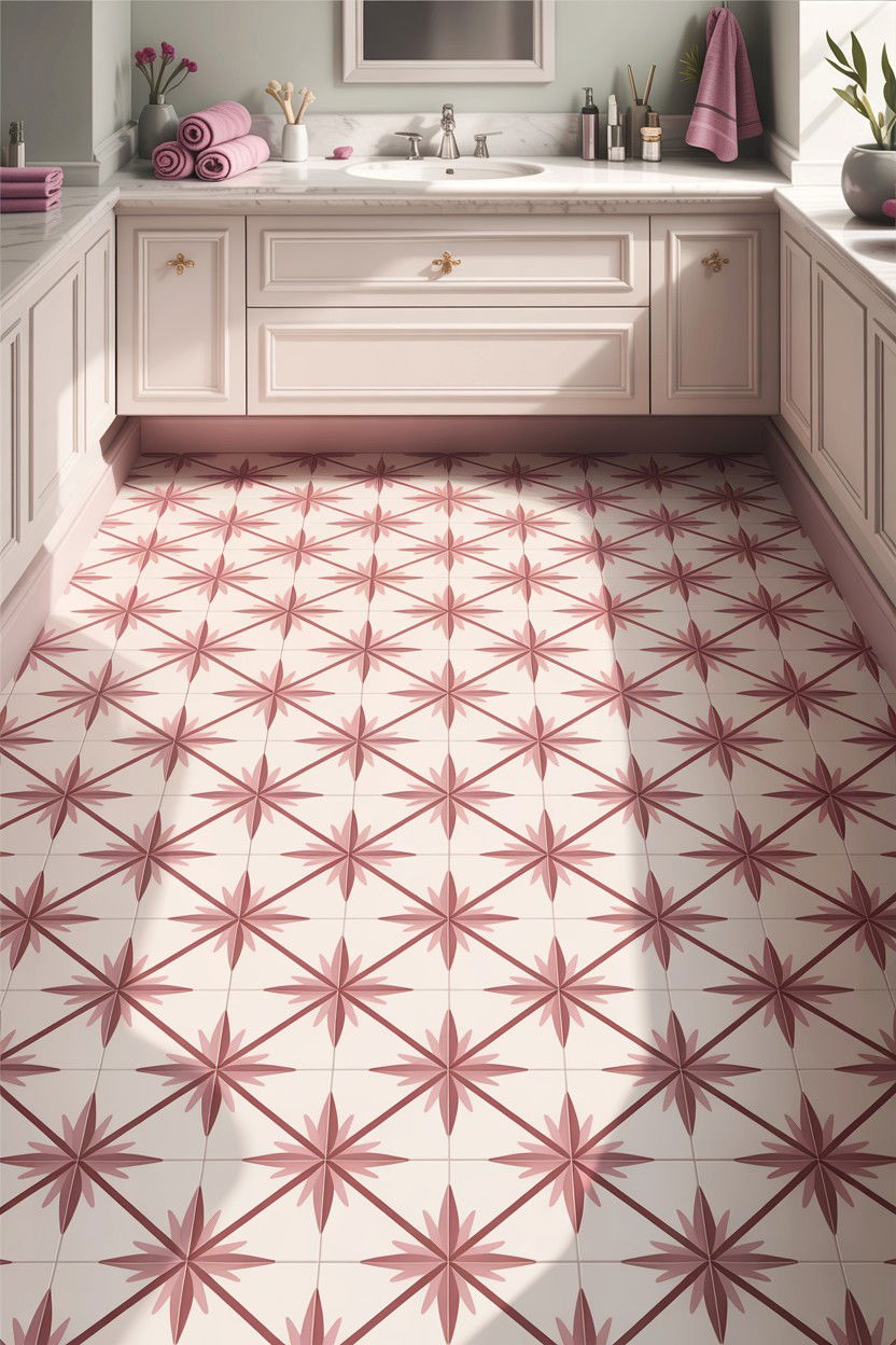 Pink Pattern Tile - 30 hot pink bathroom ideas