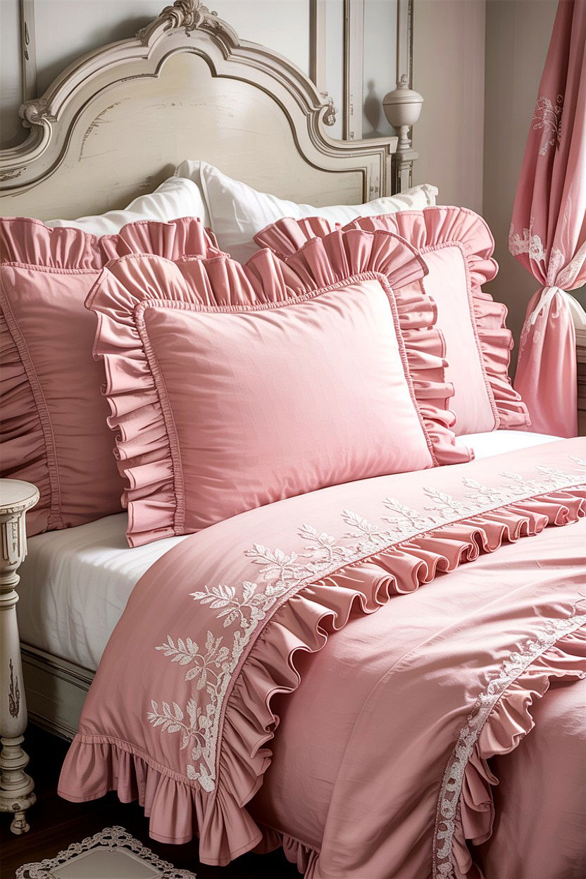 Pink Ruffle Shams - 30 bedroom pillow shams
