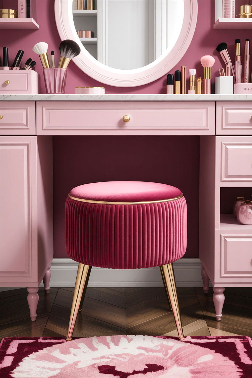 Pink Vanity Stool - 30 hot pink bathroom ideas