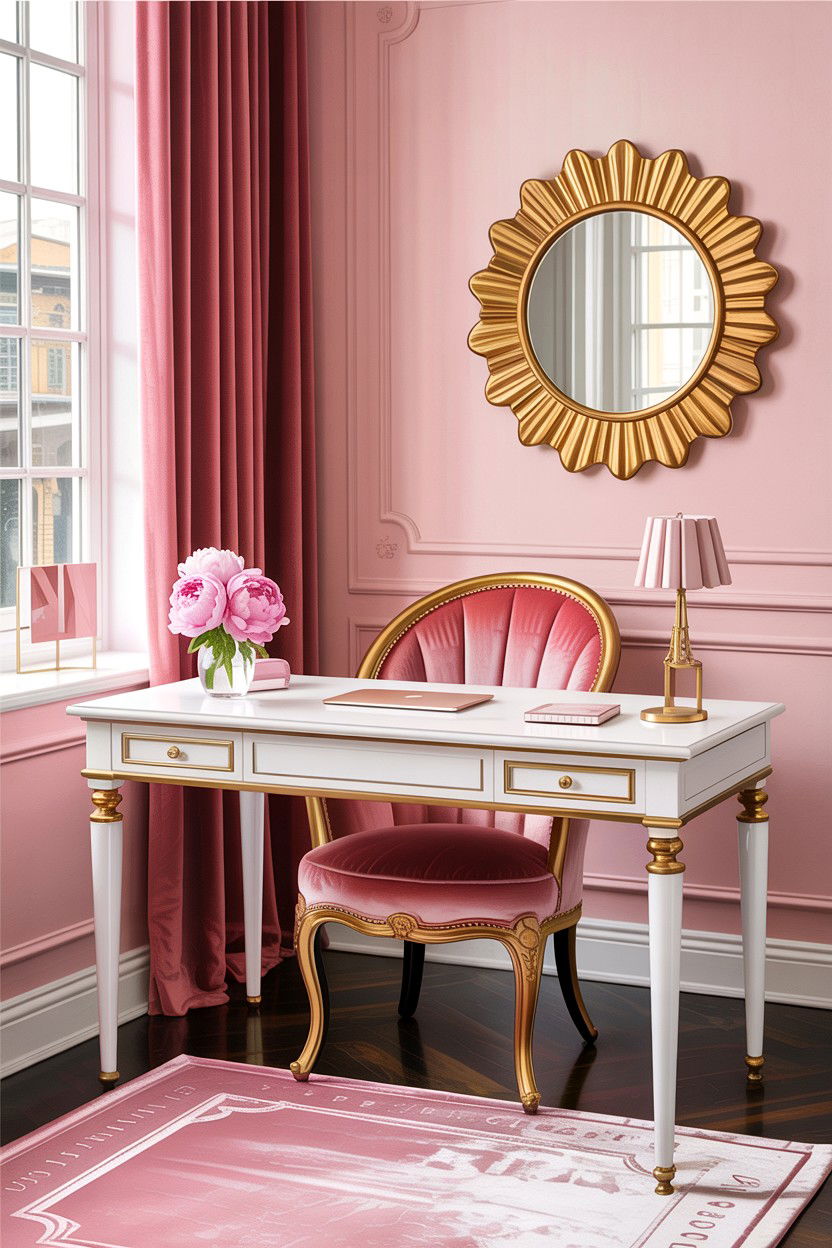 Pink Velvet Desk - 30 bedroom writing desks