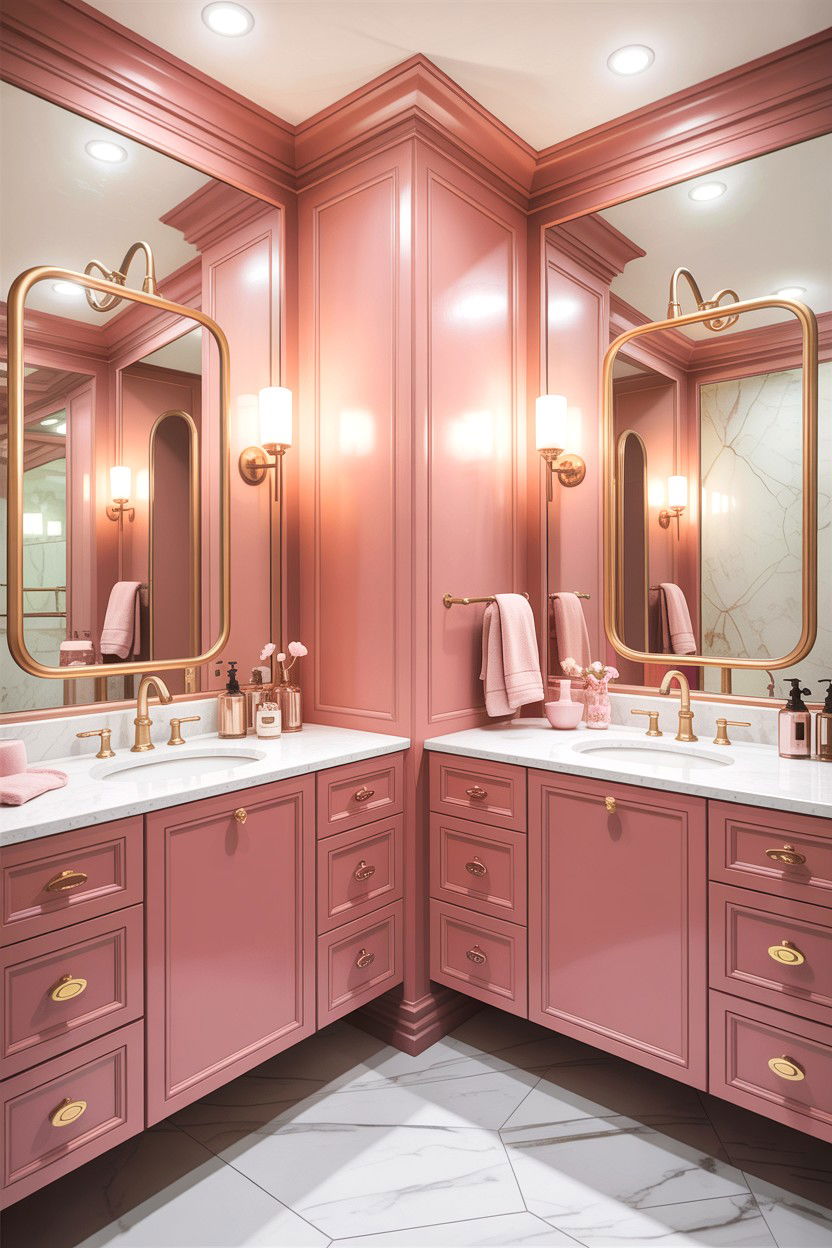 Pink and gold bathroom - 30 children's bathroom ideas