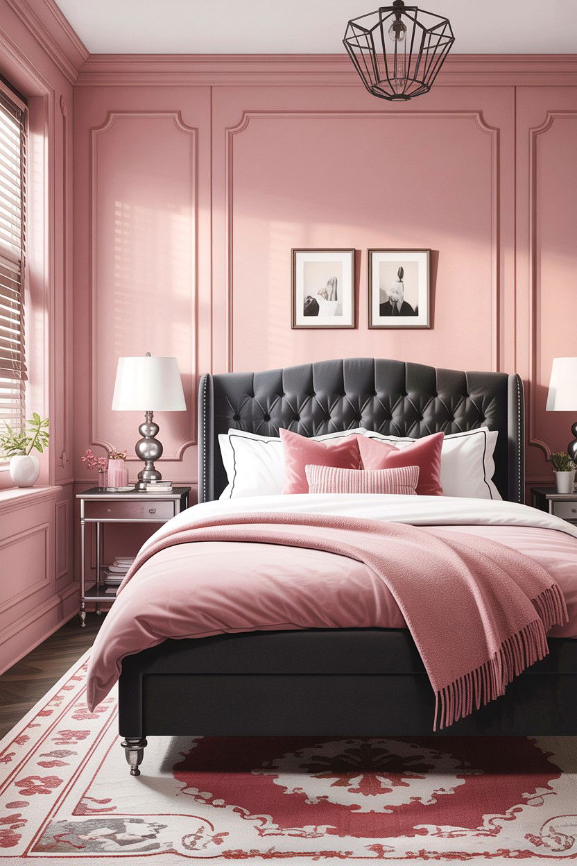 Pink and gray bedroom - 30 bedroom pink walls