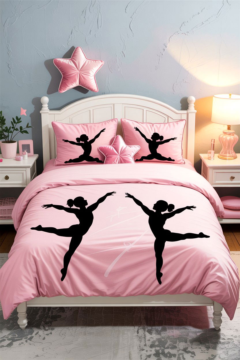 Pink gymnastics bedding - 30 gymnastics bedroom ideas