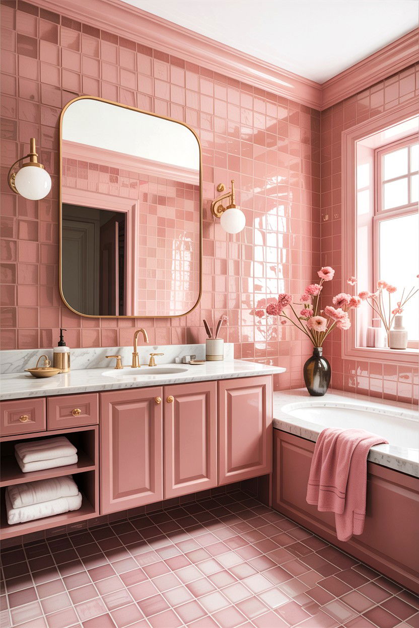 Pink handmade tile bathroom - 30 handmade tile bathroom ideas