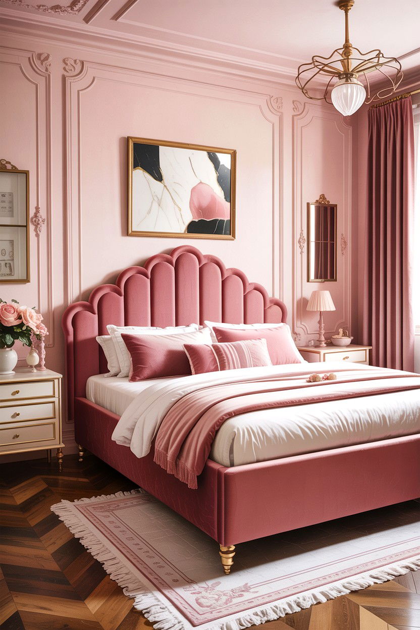 Pink velvet storage bed - 30 bedroom ottoman bed ideas