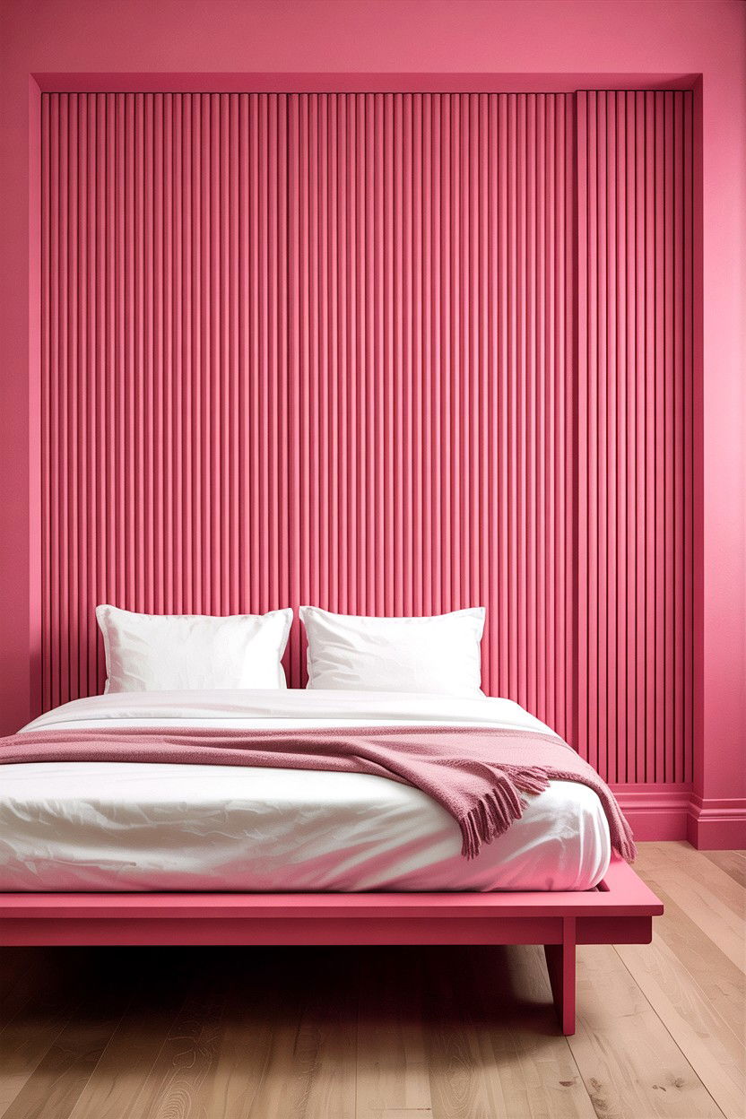 Pink wood slat wall - 30 bedroom pink walls