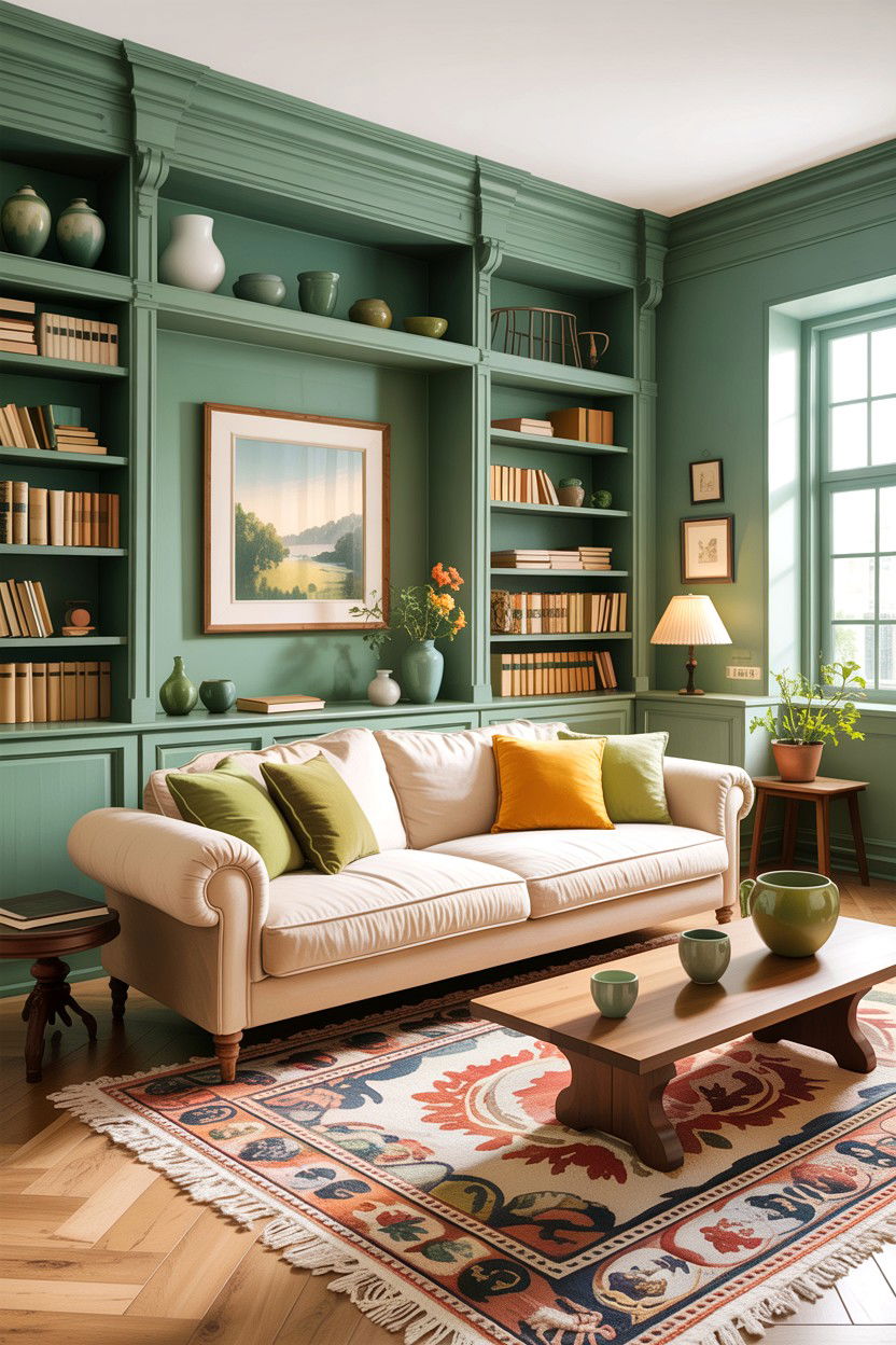 Pistachio Green Living Room - 30 rustic green living room ideas