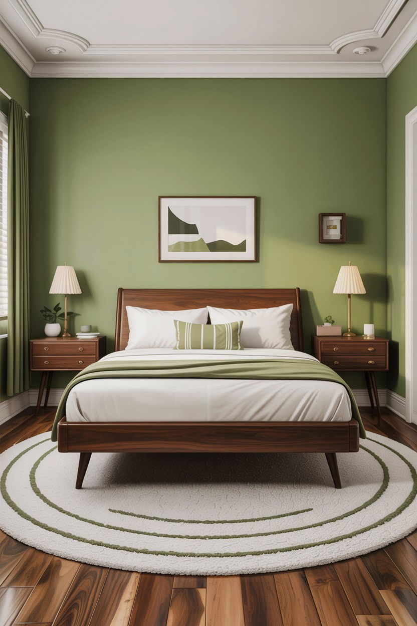 Pistachio green mid century bedroom - 30 green and white bedroom ideas