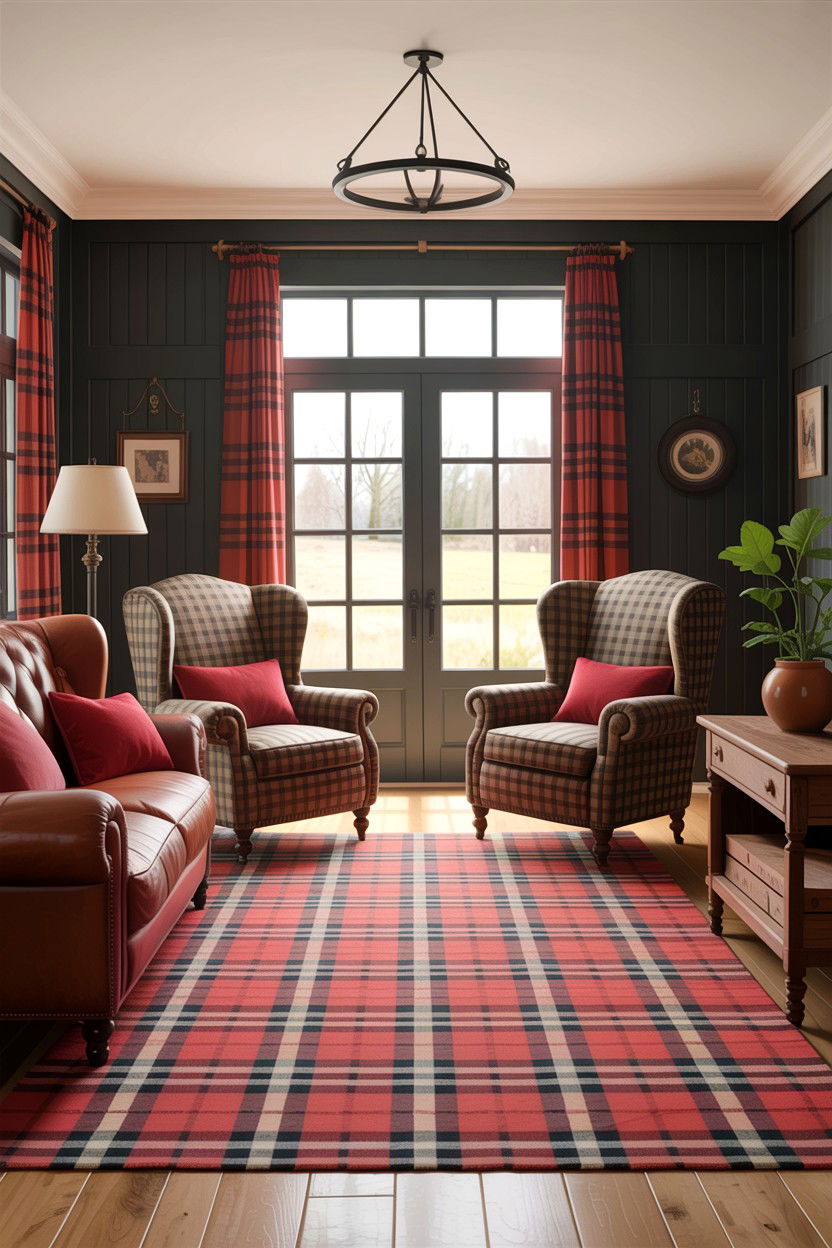 Plaid pattern country living room - 30 living room country furniture ideas