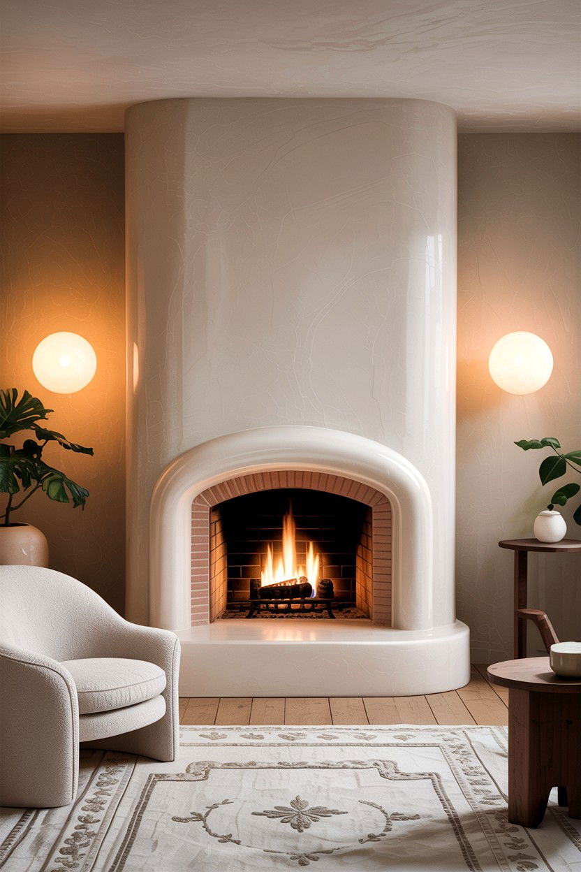Plaster fireplace finish - 30 living room fireplace ideas