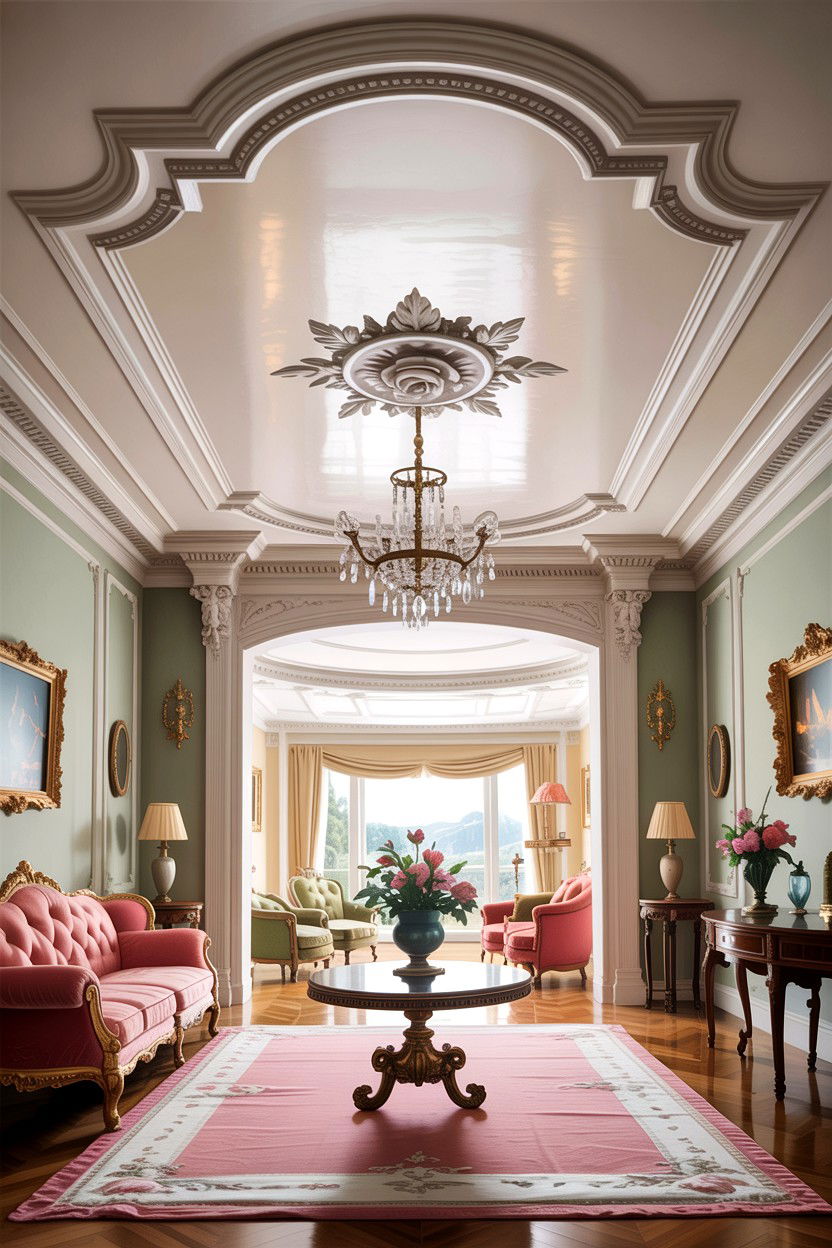 Plaster molding ceiling living room - 30 living room fifth wall ideas