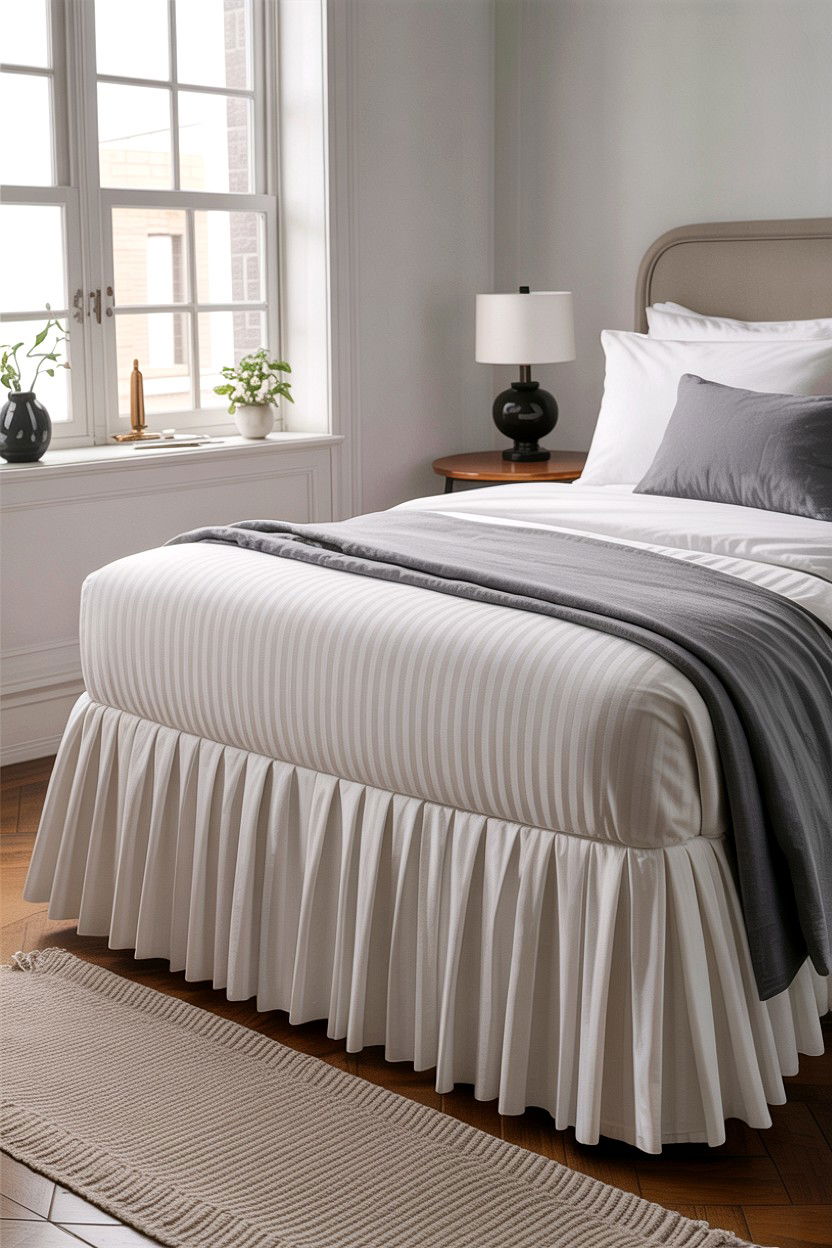 Pleated Cotton Bed Skirt - 30 bedroom bed skirts