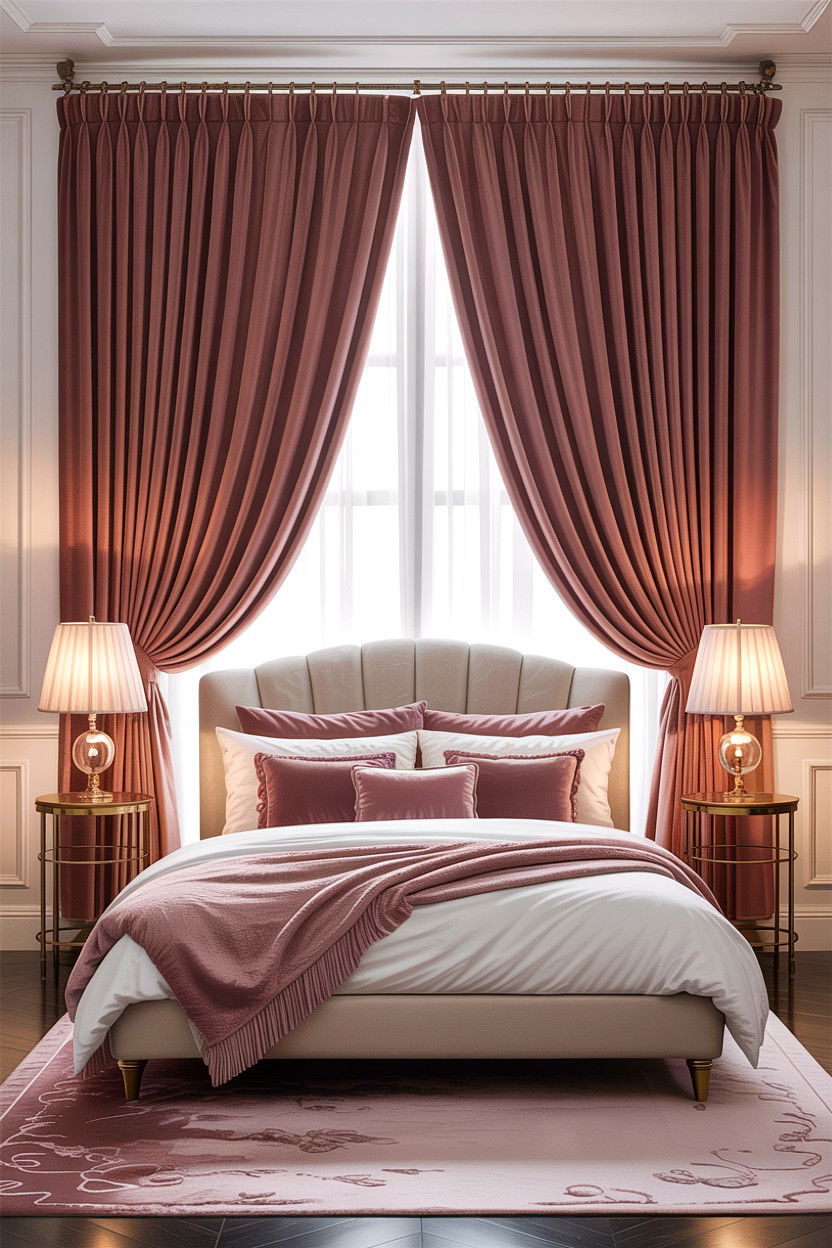 Pleated Curtain Romantic Bedroom - 30 layered texture bedroom ideas