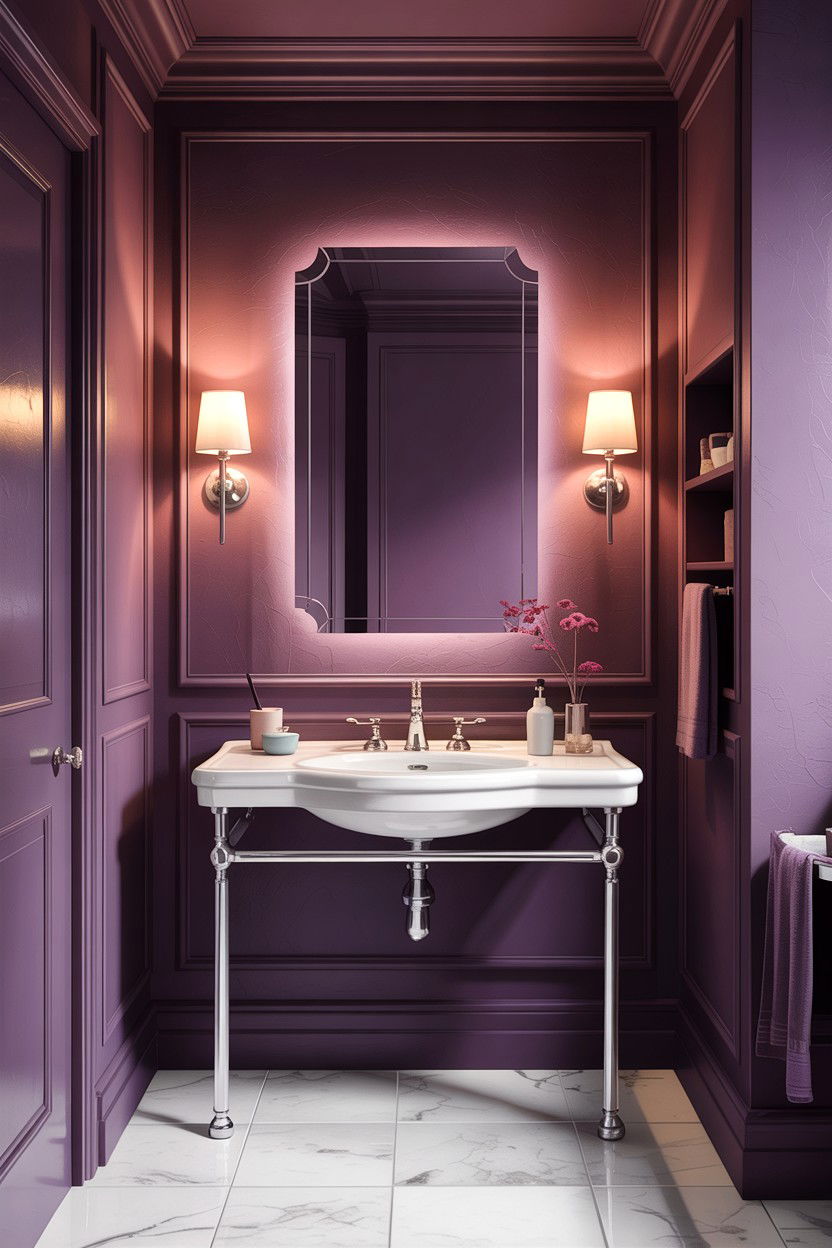 Plum purple bathroom paint - 30 jewel tone bathroom ideas