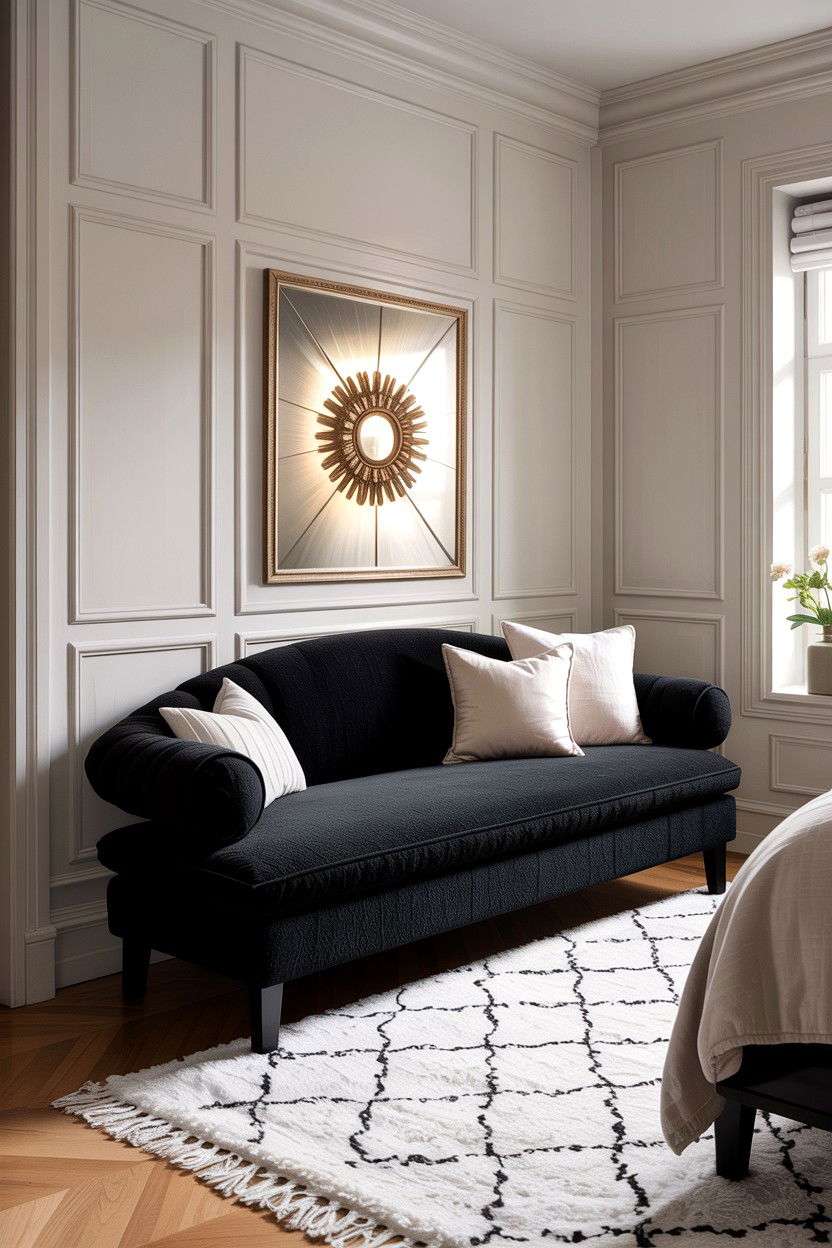 Plush Black Bench - 30 bedroom benches