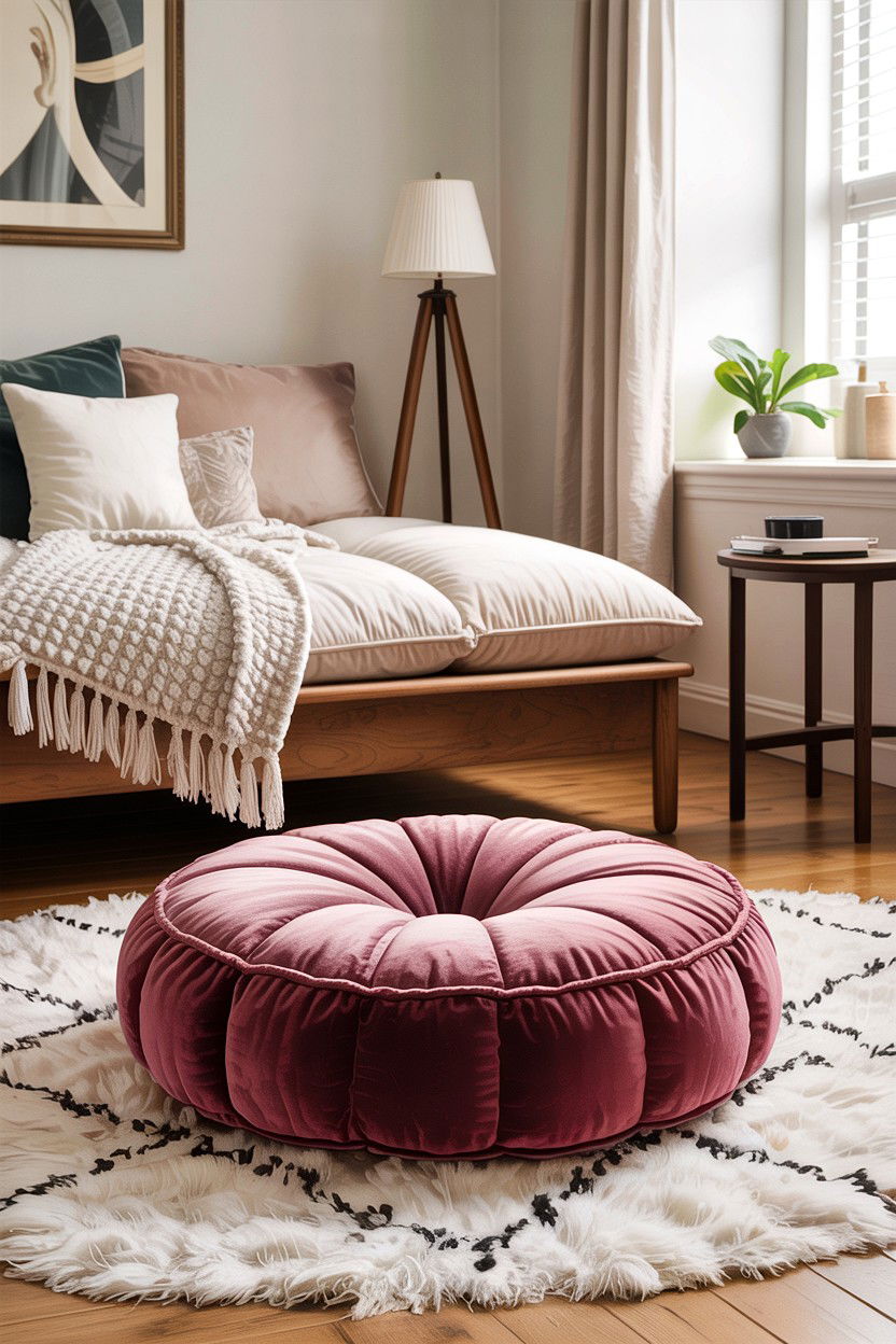 Plush Floor Cushion - 30 insomnia bedroom ideas