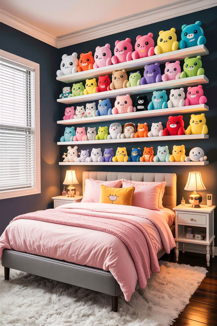 Plushie Display Bedroom - 30 kawaii bedroom ideas