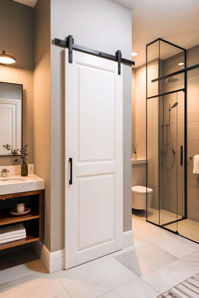 Pocket barn door - 30 bathroom barn door ideas
