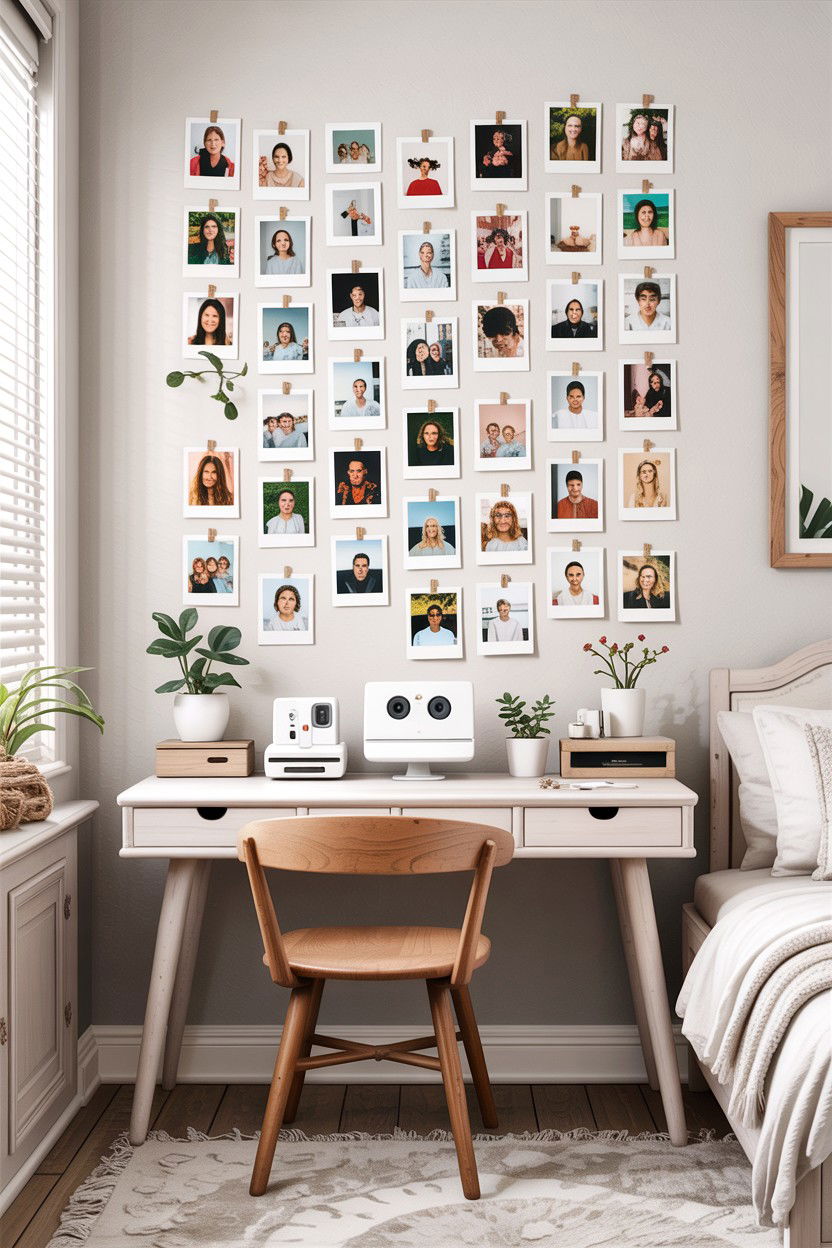 Polaroid Photo Wall - 30 bedroom memory wall ideas