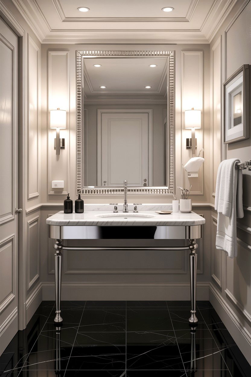 Polished Chrome Baseboard - 30 bathroom baseboard ideas