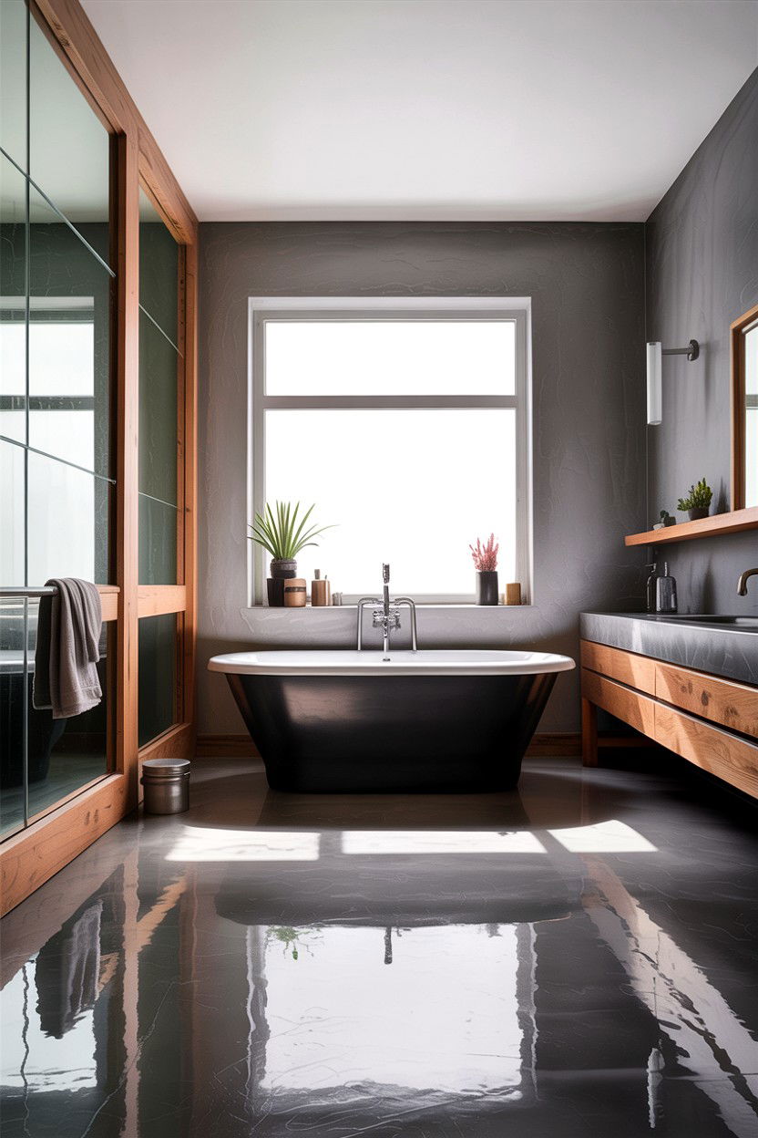 Polished Concrete Bathroom Floor - 30 industrial bathroom ideas
