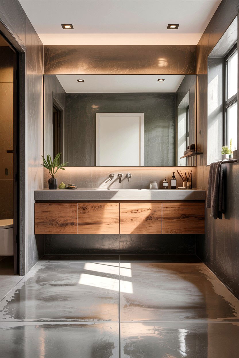 Polished Concrete Floor - 30 bathroom cooling ideas