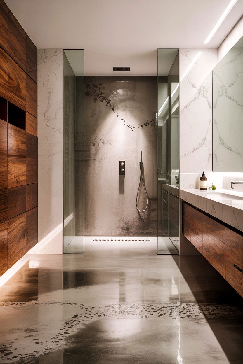 Polished Concrete Floor Finish - 30 heated bathroom floor ideas