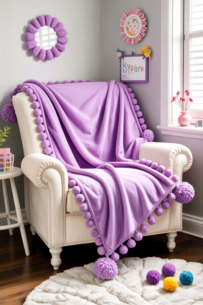 Pom Pom Fleece Blanket - 30 bedroom fleece blankets
