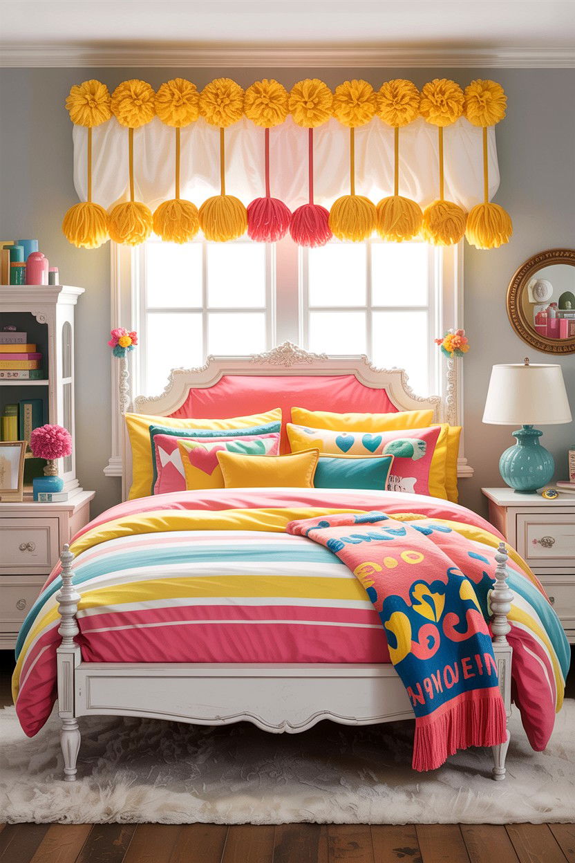 Pom Pom Valance - 30 bedroom window valances