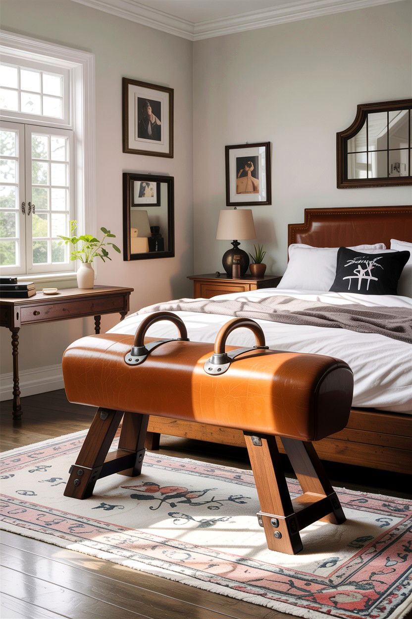 Pommel horse bench - 30 gymnastics bedroom ideas