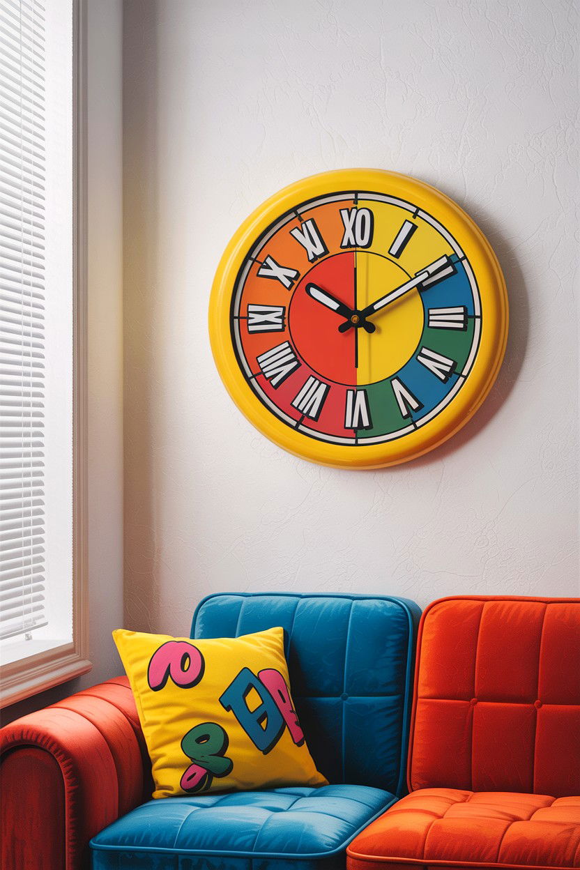 Pop Art Colorful Retro Clock - 30 bedroom vintage clocks