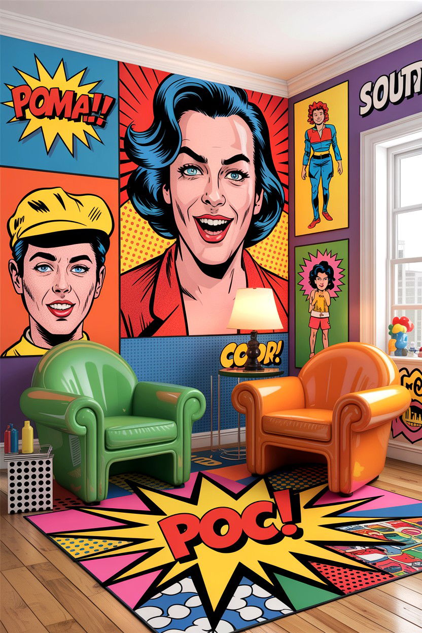Pop art living room - 30 cluttercore living room ideas