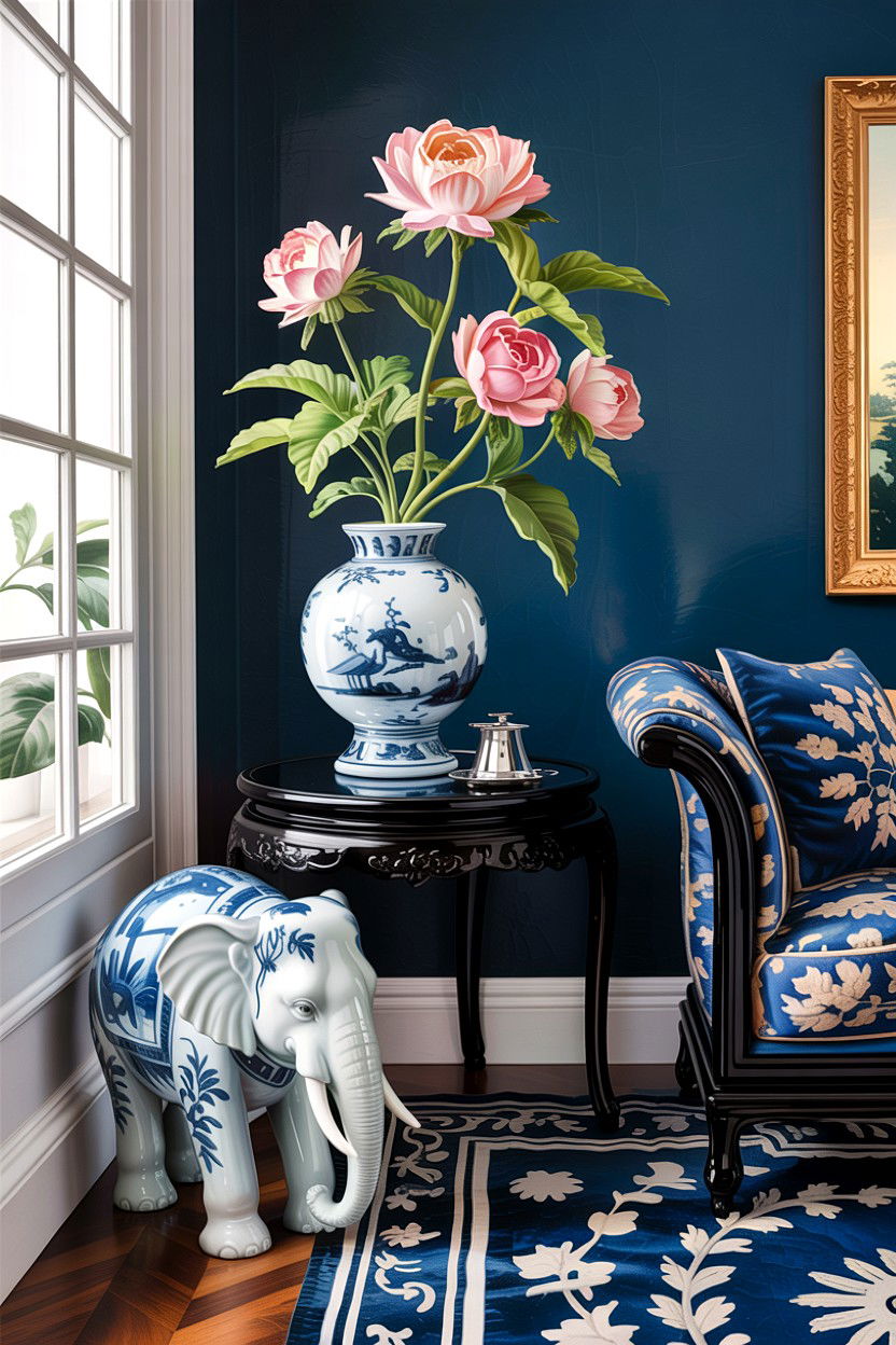 Porcelain elephant figure - 30 living room figurines