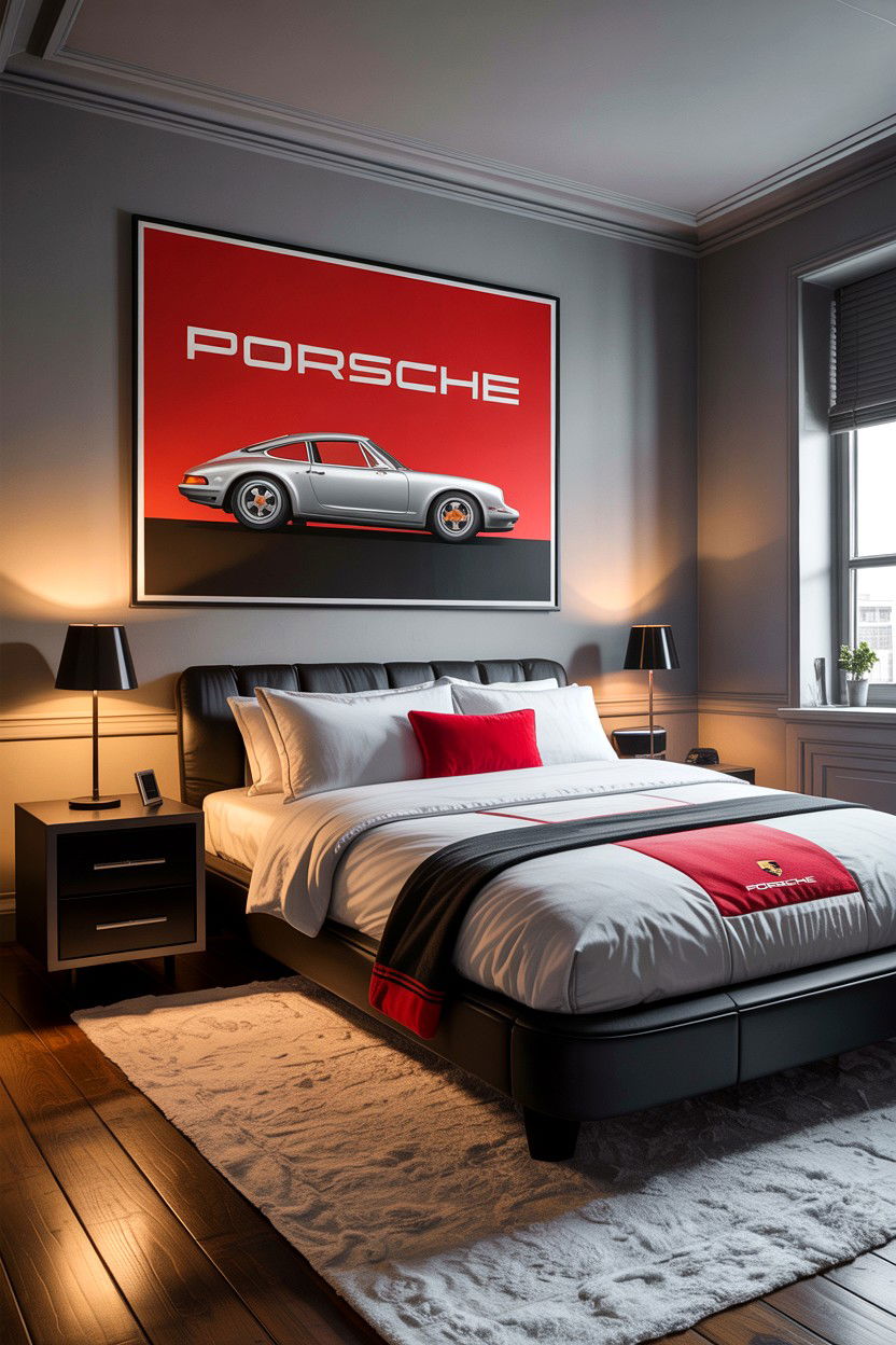 Porsche themed bedroom - 30 car themed bedroom ideas