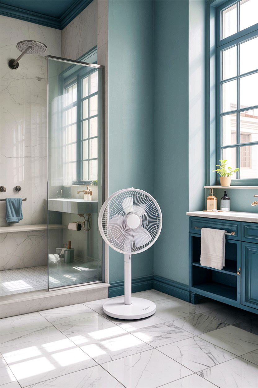 Portable Floor Fan - 30 bathroom cooling ideas