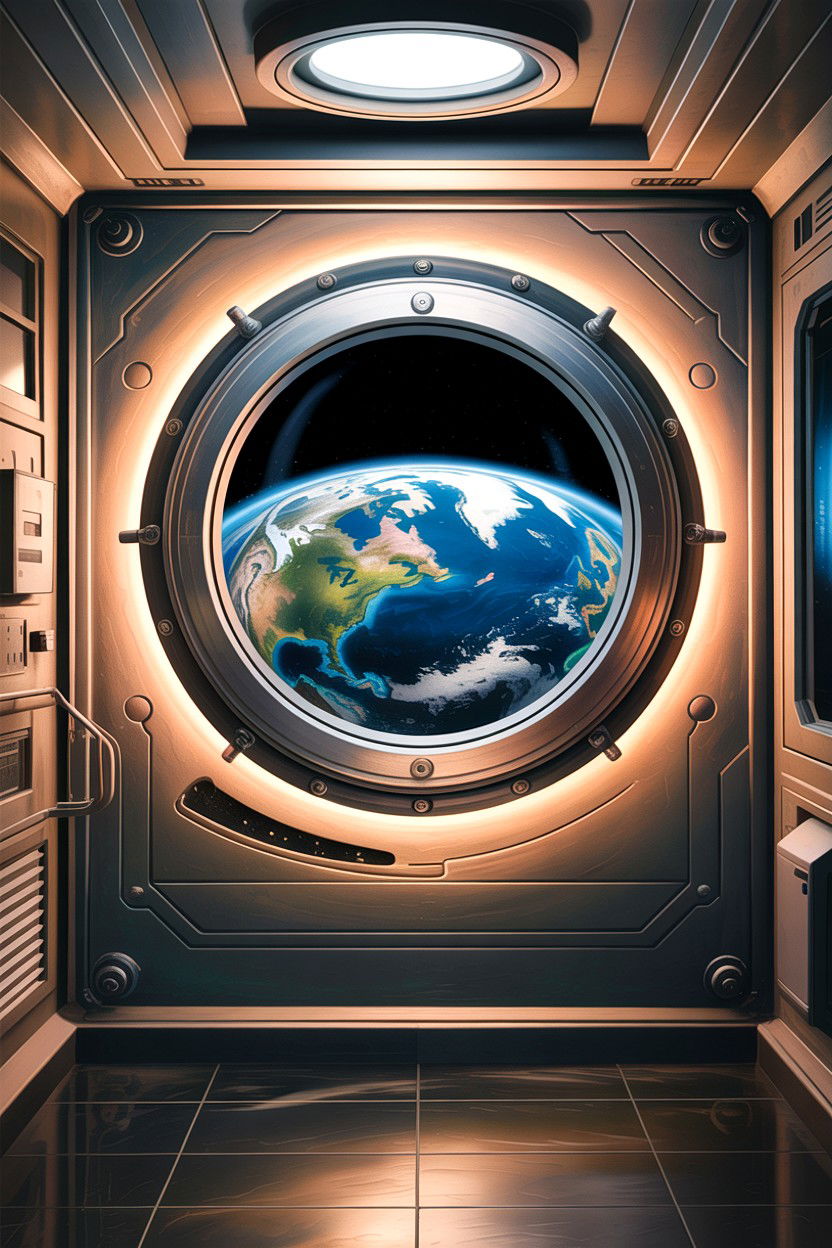 Porthole window wall art - 30 astronaut bedroom ideas