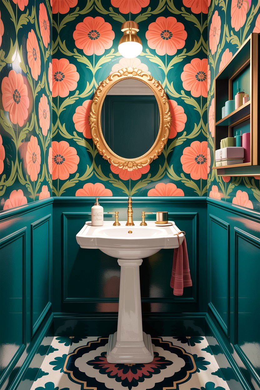 Powder Room Wallpaper - 30 custom home bathroom ideas