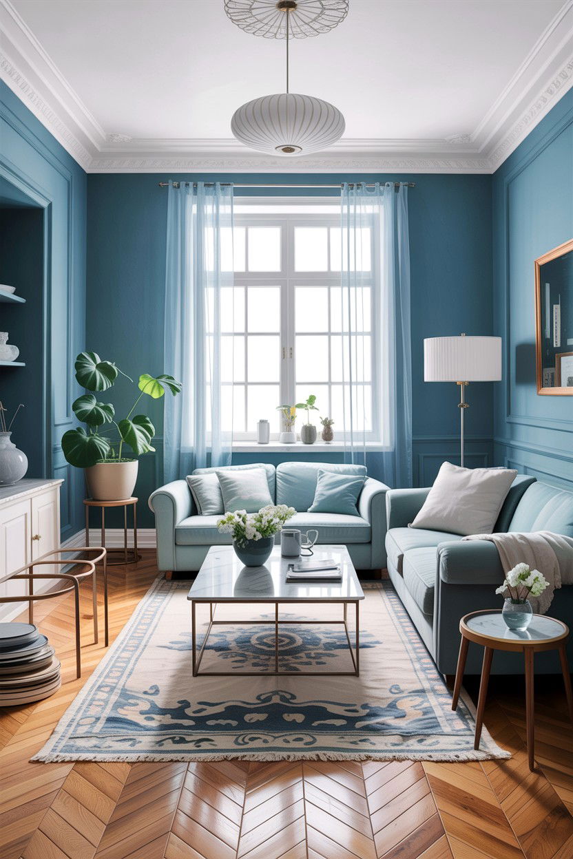Powder blue scandinavian living room - 30 scandinavian blue living room ideas