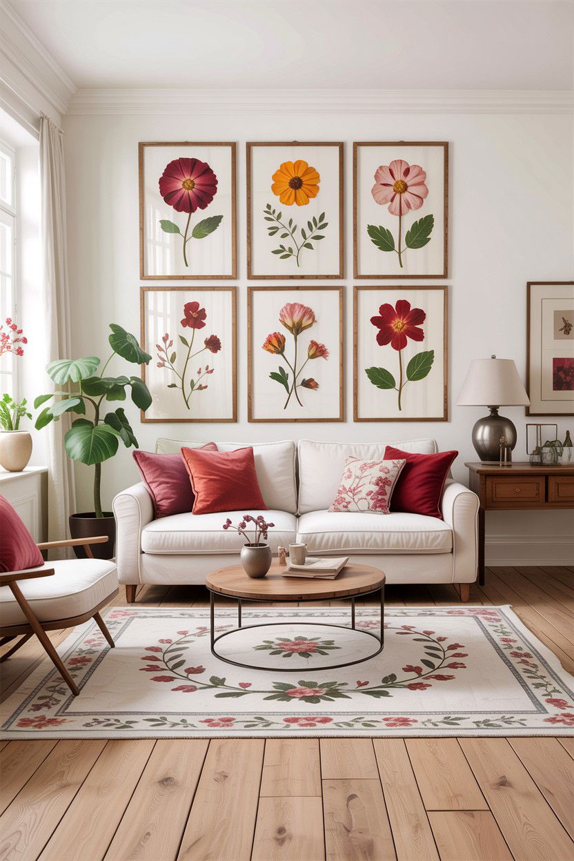 Pressed Flower Art - 30 floral themed living room ideas