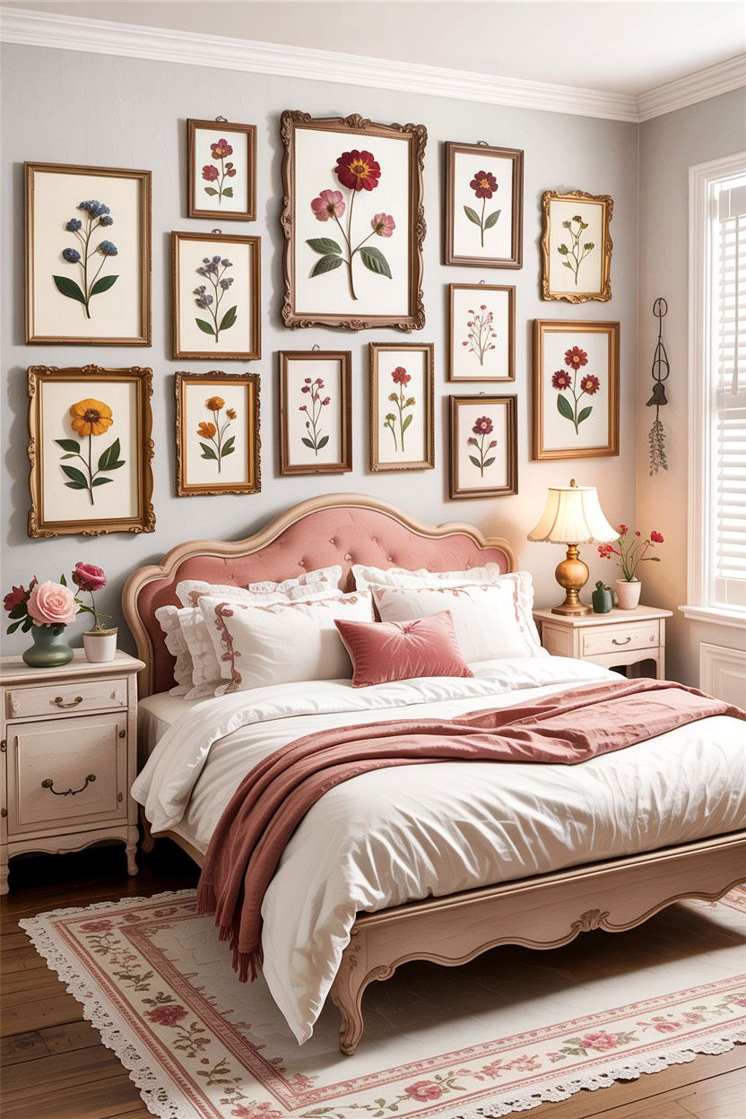 Pressed Flower Frame Bedroom - 30 handcrafted bedroom ideas