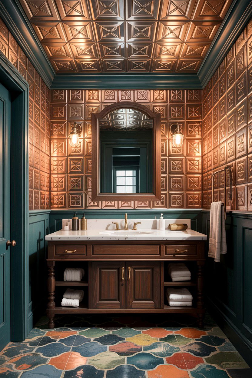 Pressed Metal Ceiling - 30 bathroom ceiling statement ideas