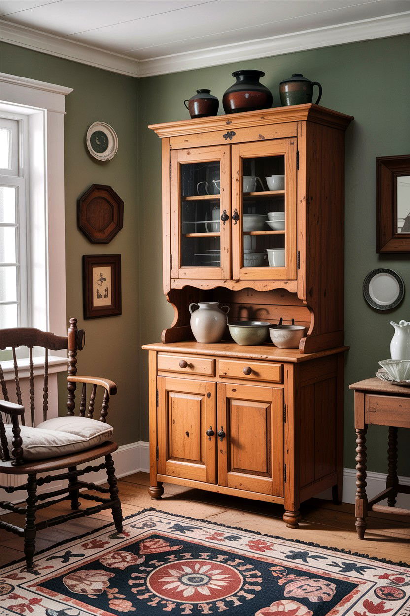 Primitive pine cupboard - 30 living room antique furniture ideas