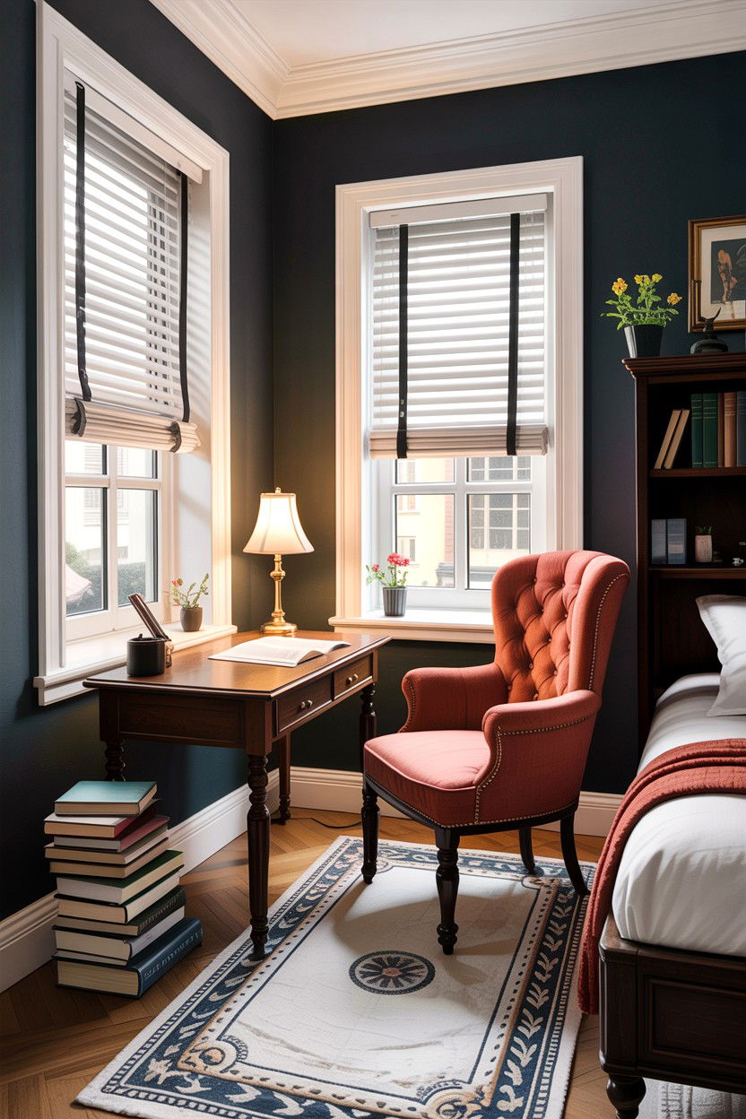 Private Study Nook - 30 dark academia bedroom ideas