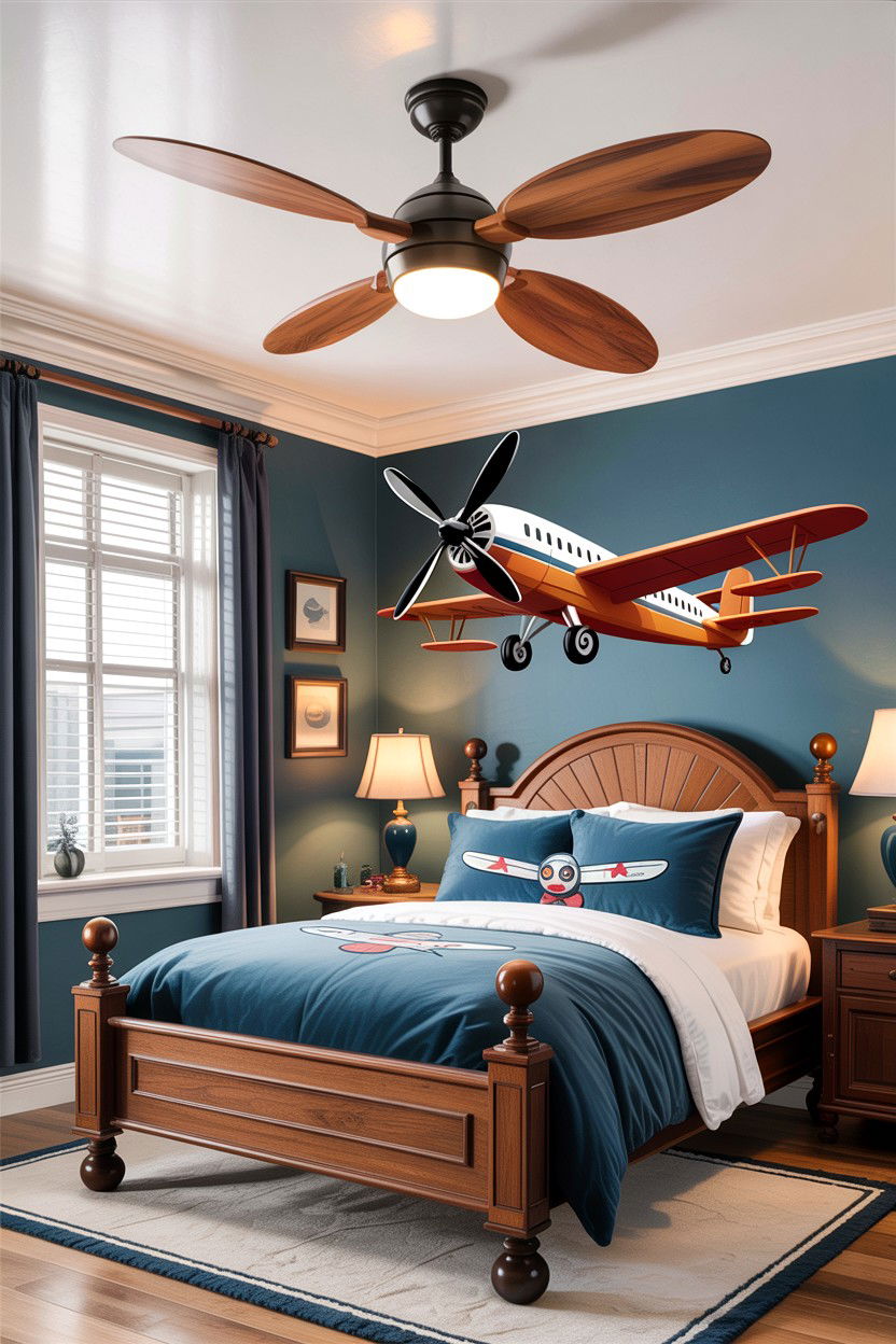 Propeller Ceiling Fan - 30 airplane bedroom ideas