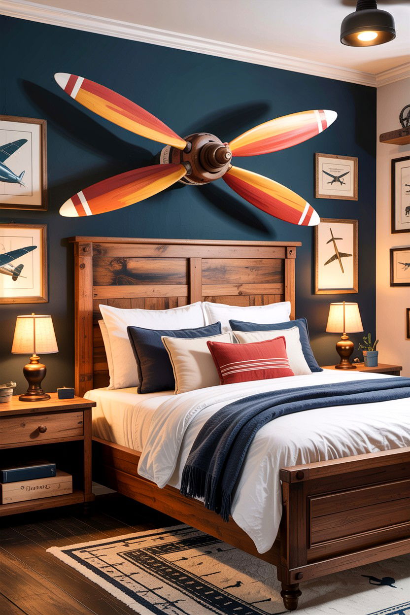 Propeller Wall Decor - 30 airplane bedroom ideas