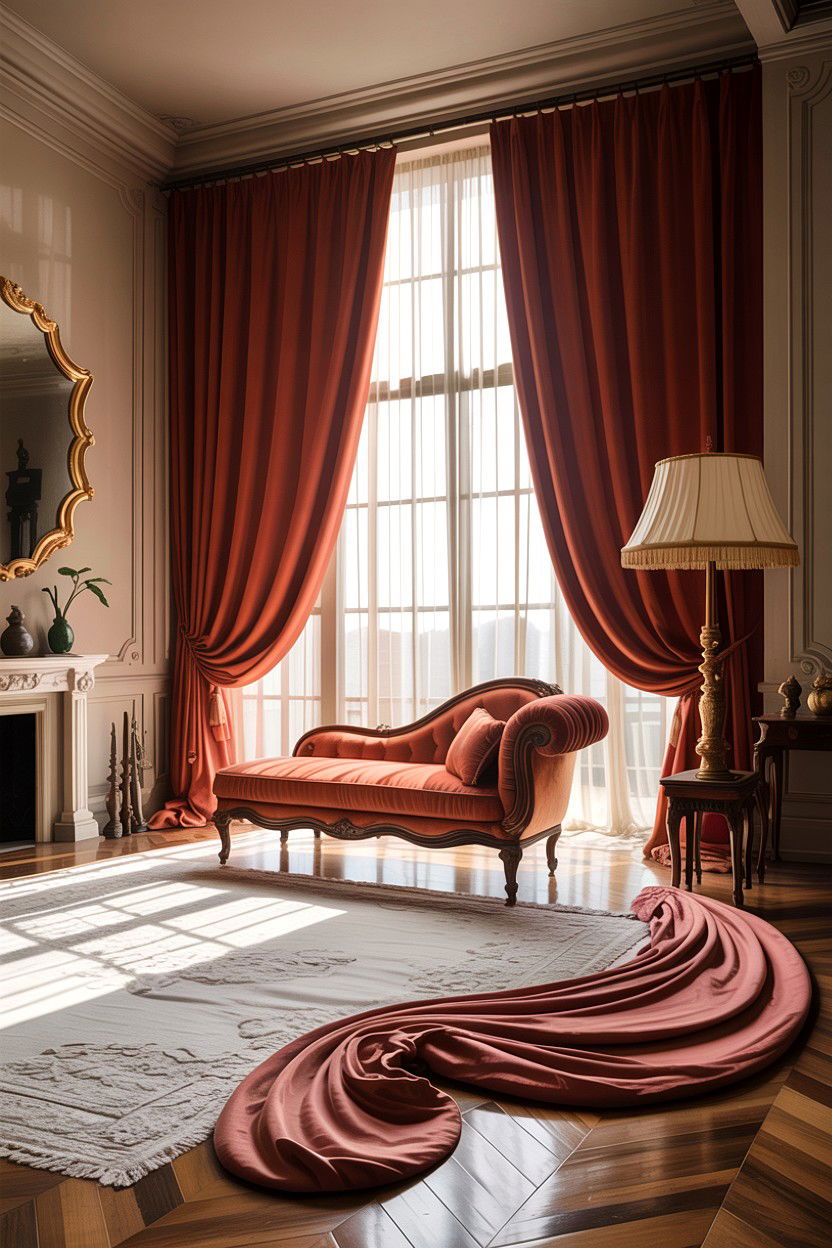 Puddled floor curtains - 30 living room curtains