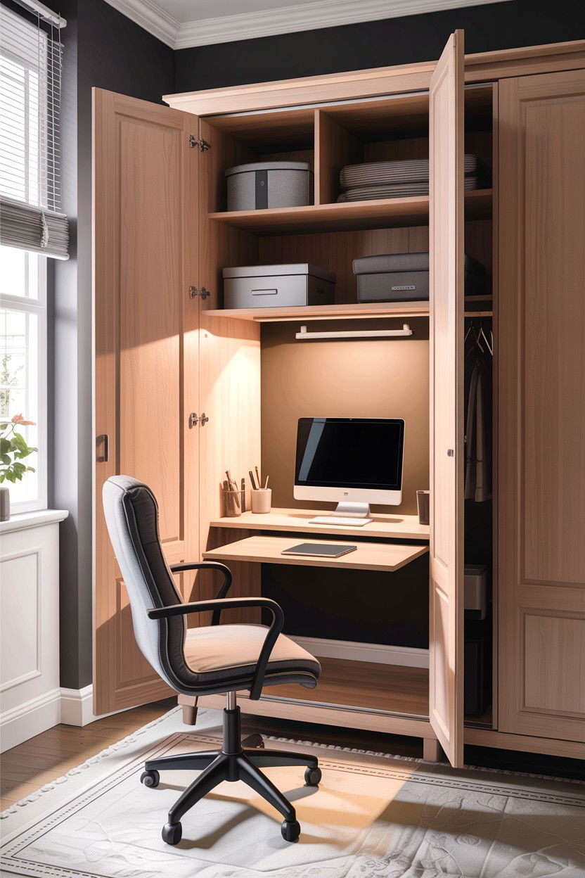 Pull Out Desk From Wardrobe - 30 bedroom convertible furniture ideas