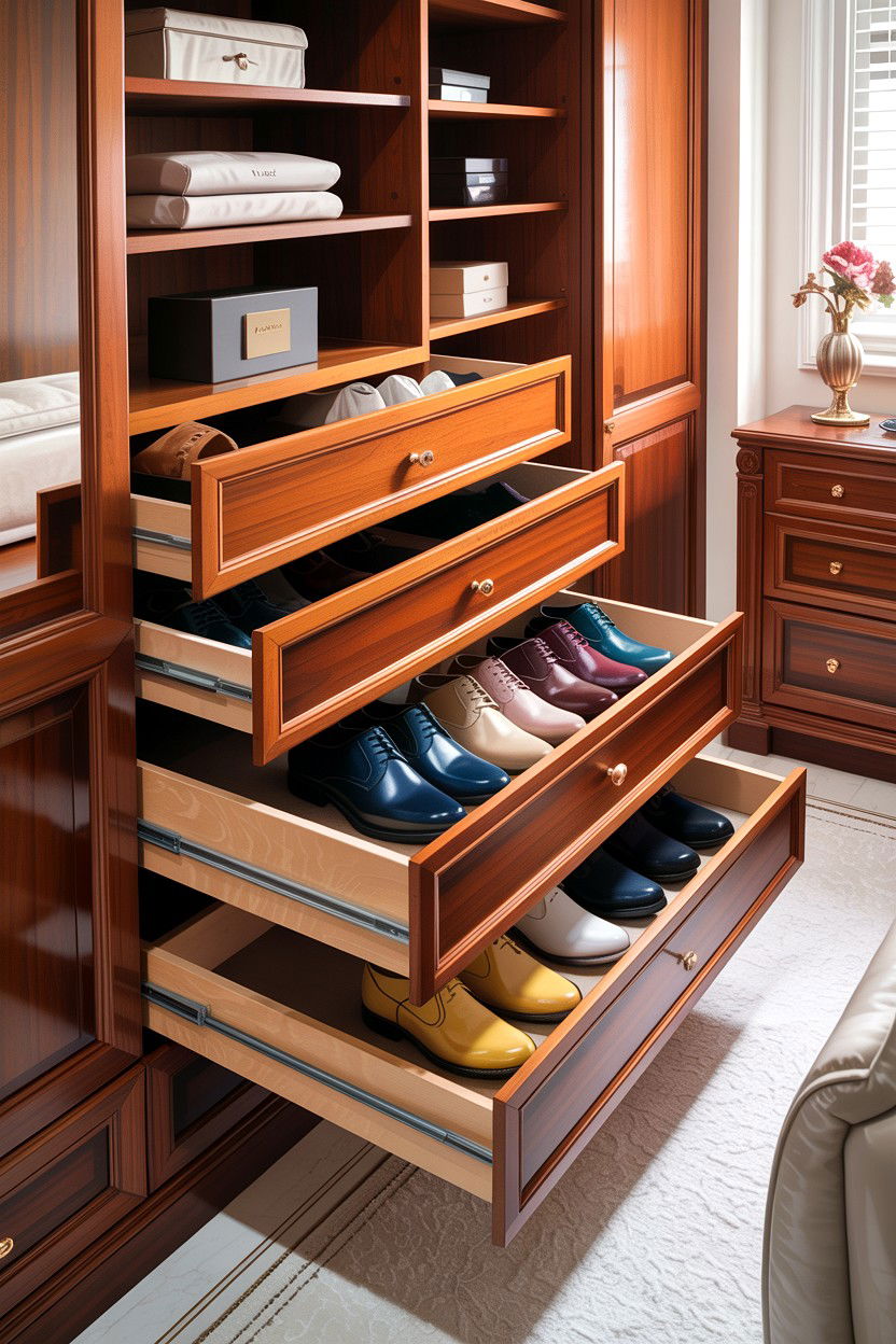 Pull Out Shoe Drawer - 30 bedroom shoe storage ideas