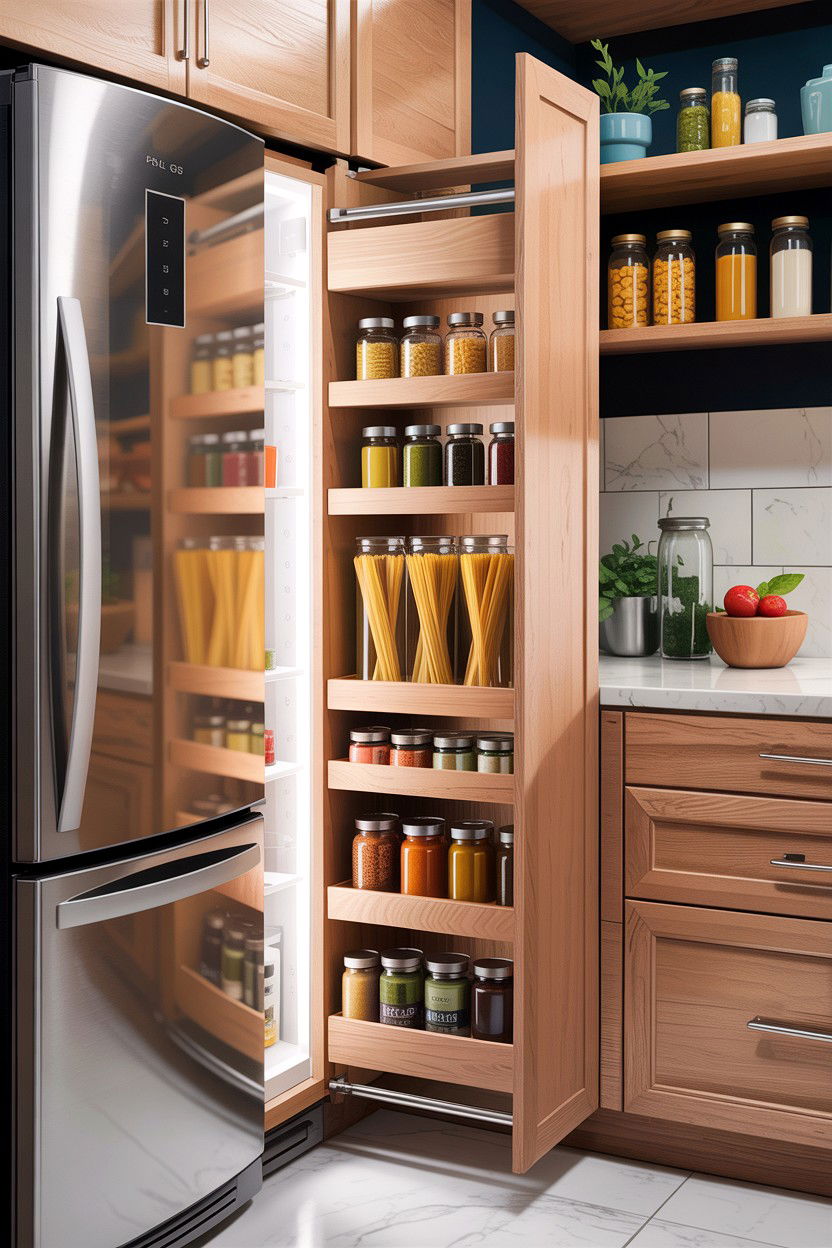 Pull out pantry - 30 small kitchen space storage ideas
